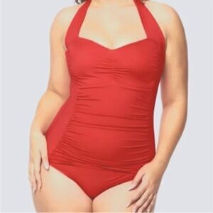 Ruby Ribbon RED Riviera One Piece Size 12 Flattering Slimming Swimsuit